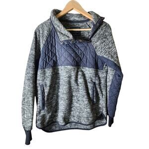 ABERCROMBIE & FITCH Gray Black Quilted Active Mock Neck Pullover Jacket SZ S